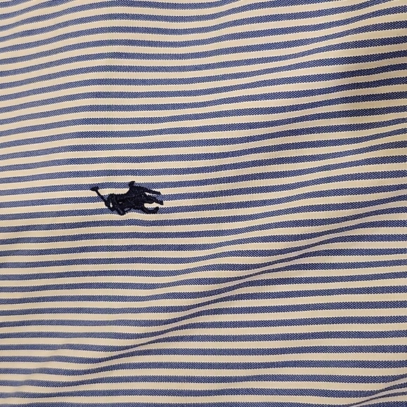 Ralph Lauren Blue White Striped Button Down Up Classic Fit Shirt Cotton Large - Picture 2 of 4